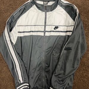 Nike Gray and White Windbreaker
